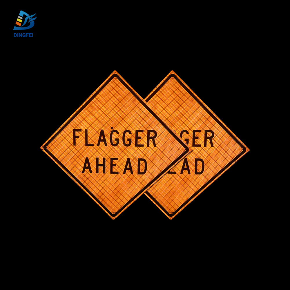 48 Inch Reflective Flagger Ahead Roll Up Traffic Sign - 